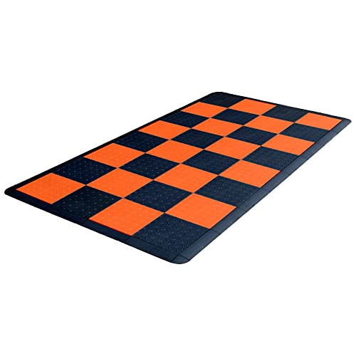 Speedway Garage Floor Mat Kit for Motorcycle, Small, Checkered - Black/Orange - color: Checkered - Black/Orange, size: Garage Kit - Motorcycle