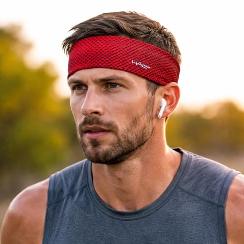 Halo Headband Bandit - 4" Wide Pullover Sweatband Running Headband Men Women Absorbent Soft Comfortable.Channels Sweat Out of Your Eyes Keeps Hair in Place No-Slip - color: Fire