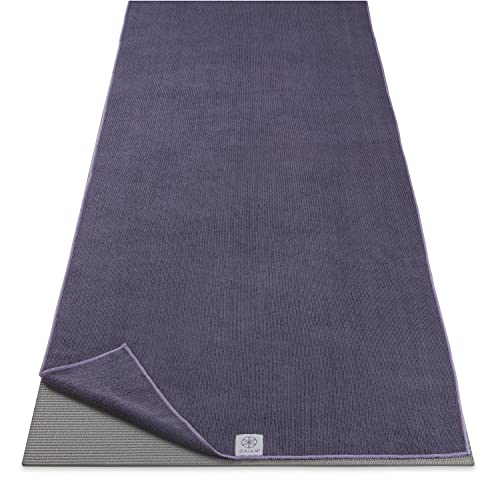 Gaiam Yoga Mat Towel Microfiber Mat-Sized Yoga Towel for Hot Yoga - color: Heron Lilac, size: 24"W x 68"L