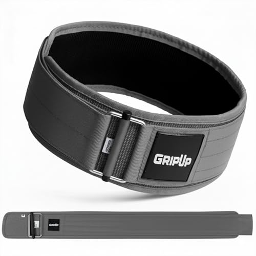 Self-Locking Weight lifting Belt AUTO LOCK 4 Inch Gym Belt Adjustable Buckle For Fitness Powerlifting Bodybuilding Weightlifting Deadlift Olympic Cross Training Back Support Men & Women - color: Gray, size: Medium