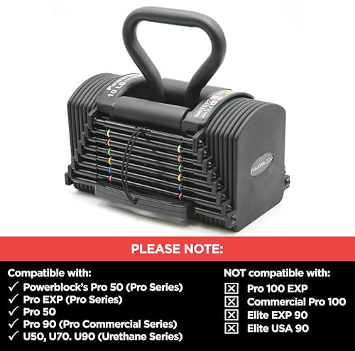 PowerBlock Pro Series Kettlebell Handle – Compatible Pro Series Dumbbells, Strength Training Accessory, for Home Gym & Commercial Use, Workout Equipment, Black