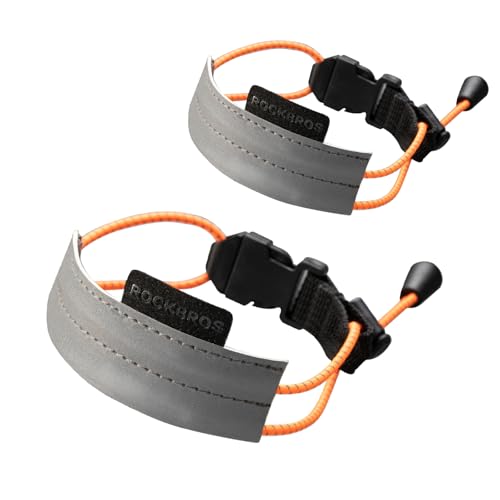 ROCKBROS Bicycle Ankle Leg Strap Safety Cycling Trousers Strap Bike Reflective Wrist Ankle Bind Bands Pant Leg Bands for Cycling Jogging Running Gear - color: Orange*2