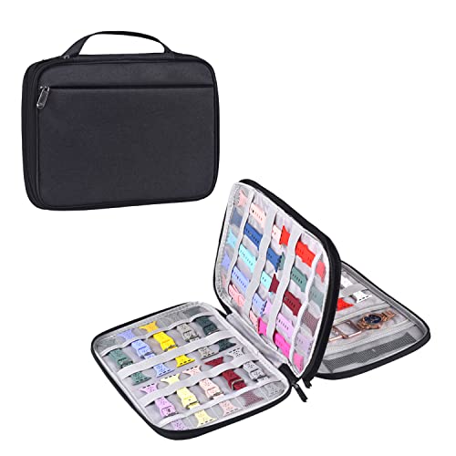 Watch Band Storage Case Watch Band Organizer Bag Watch Band Case and Storage Holder Watch Bands Holder Carrying Case Compatible with 35 Watch Straps and Accessories - color: Black