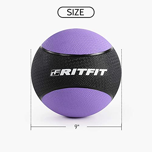 RitFit Weighted Medicine Ball - Non-Slip Rubber Shell & Dual Texture Grip - Workout Exercise Ball for Core Strength, Balance Training, Coordination Fitness - Multiple Weights & Colors - size: 10lb