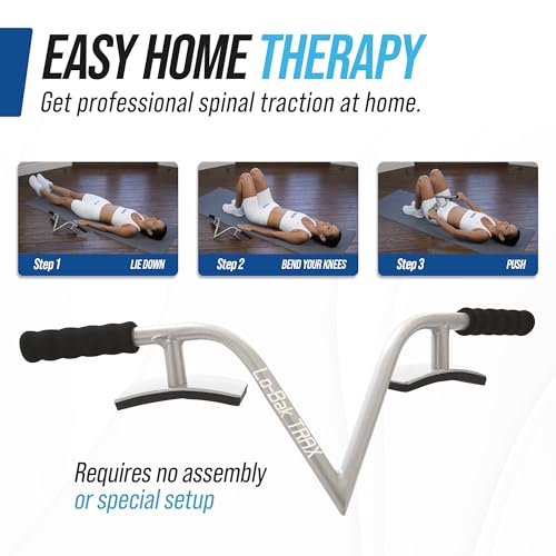 Lo-Bak TRAX by EZ-Bak Lumbar Spine Stretcher - Upper and Lower Back Stretcher for Herniated Disc & Sciatica Scoliosis - Portable Lumbar Traction Device for Spinal Decompression and Back Pain - color: Platinum