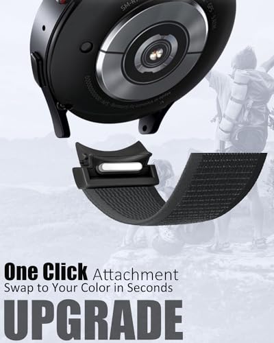 One Click Alpine Loop Bands Compatible with Samsung Galaxy Watch 7 Band/Galaxy Watch 6 4 5 FE Band 40mm 44mm/Watch 6 4 Classic 47mm 43mm 42mm 46mm/5 Pro 45mm, 20mm No Gap Nylon Sport Strap for Men - color: Trail Loop-4#Yellow Light Grey