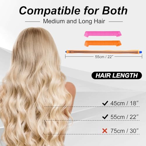 40pcs Heatless Spiral Hair Curlers for Long Hair - Heatless Curls Overnight 22inch Magic Hair Rollers No Heat Curlers for Women Kids - color: Pink&Orange
