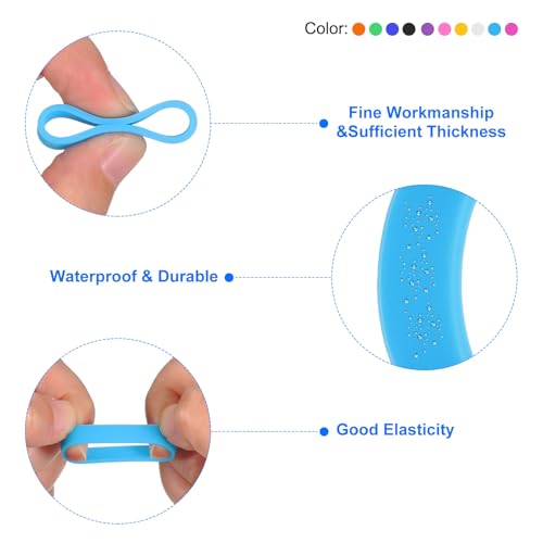 uxcell 20Pcs Silicone Rubber Bands, 20x7mm Rubber Bands Rings Cable Ties Strong Elastic Bands for Cord Wrapping Bag Wraps, Red/Orange/Yellow/Green/Dark Blue/Blue/Purple/Black/White/Pink