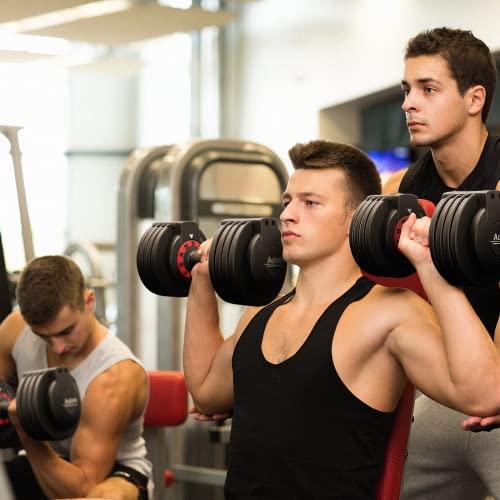 AOTOB Adjustable Dumbbell Set 25/55 Lbs (Pair), Fast Weight Adjustment with Anti-Slip Turning Handle, Space-Saving for Home Gym, Strength Training Equipment for Men & Women - color: 25lbs Black-Pair-Prime