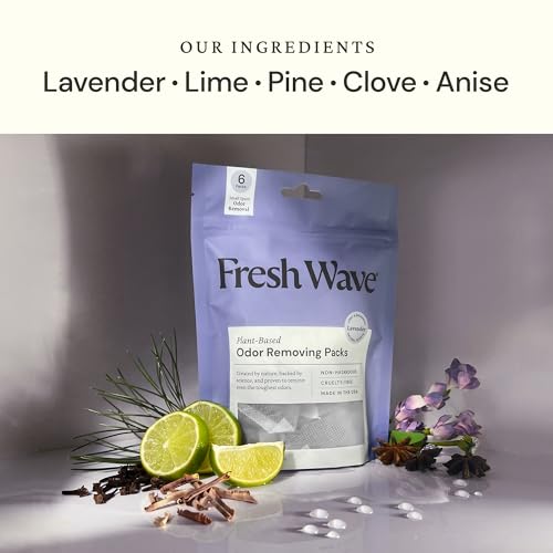 Fresh Wave Lavender Odor Eliminating & Deodorizing Packs | Bag of 6 | Safer Odor Relief for Small Spaces | Natural Plant-Based Odor Eliminator | Odor Absorbers for Home - size: 6 Count (Pack of 1)