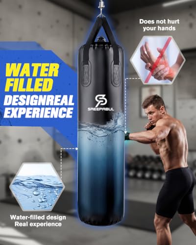 Water Punching Bag 4FT Heavy Bag for Boxing - Adjustable Weight (60 to 120 lbs) with Anti-Leak Design, Heavy-Duty Aqua Training Bag for Adults - color: Plain Black