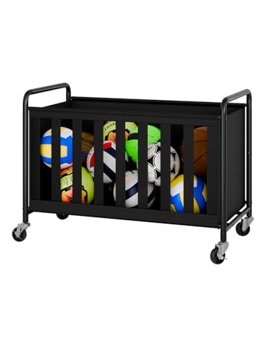 StorageWorks Ball Storage with Wheels, Ball Cart for Garage, Garage Sports Equipment Organizer, Balls Organizer for Basketball, Football, Volleyball - style: Ball Storage(360L)