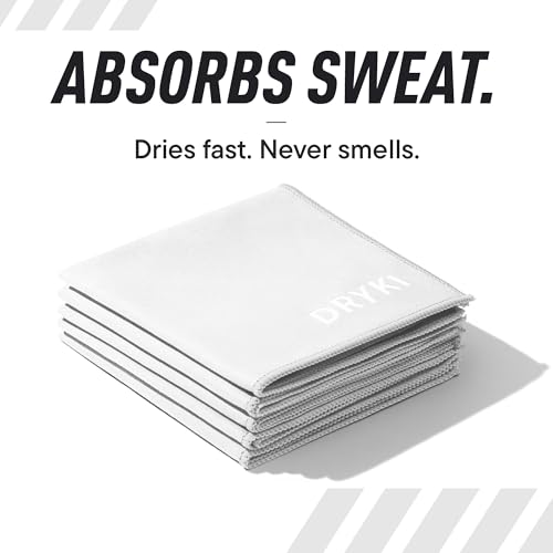 DRYKI Pocket-Sized Sweat Towels - The Original Sweat Absorbing Handkerchiefs - Quick-Dry Microfiber Sweat Rags for Face, Hands, & Body - Men & Women - Gym, Sports, and Work (White: 5 Pack) - color: *Ultra White