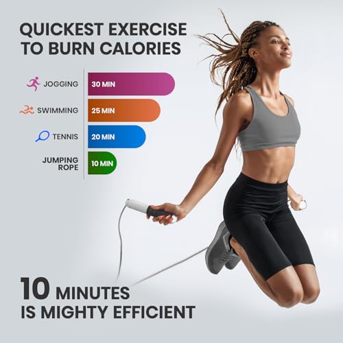 multifun Digital Jump Rope with Smart Counter & Timer - Adjustable Speed Skipping Rope for Fitness, Weight Loss, Boxing, MMA - Tangle-Free Ball Bearings & Anti-Slip Handles for Men, Women, Kids.(Check 2026 New Evolution for 3s Rope Swap) - color: Black