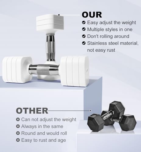 Adjustable Dumbbell Set for Women Men 7.5LB/10LB/15LB/20LB/25LB Pair | Stable Free Weight Hand Weights with Metal Handle for Home Gym Fitness Rehab Pilates Yoga Strength Training Equipments - color: White, size: 7.5LB SINGLE