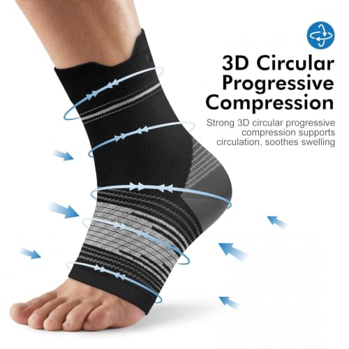 6 Pairs Compression Socks Men & Women Ankle Brace Plantar Fasciitis Socks | Ankle Compression Sleeve with Arch Support for Plantar Fasciitis Relief, Achilles Tendonitis Relief, Heel Pain & Swelling - color: Black(6 Pairs), size: Large(6 Pair)