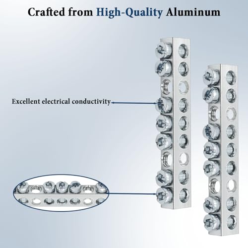 Ground Bar Kit for Square D 2 Pack | 7 Terminal Grounding Bar Compatible with Schneider Electric Load Centers - size: 7 Terminal