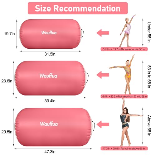 Gymnastic Air Barrel, Inflatable Tumble Track, Tumbling Mat, Roller Octagon Trainer for Back Handspring and Back-bend for Home, Gym, No Pump - color: Pink, size: 2.6'L x 1.55'D，nopump