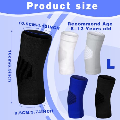 Lenwen 4 Pairs Kids Elbow Brace Compression Arm Elbow Sleeve Knit Guard Gym Protectors for Boys Teen Children Girls Basketball Volleyball Tennis Cycling(8-12 Years,Black, White, Blue, Gray) - color: Black, White, Blue, Gray, size: 8-12 Years