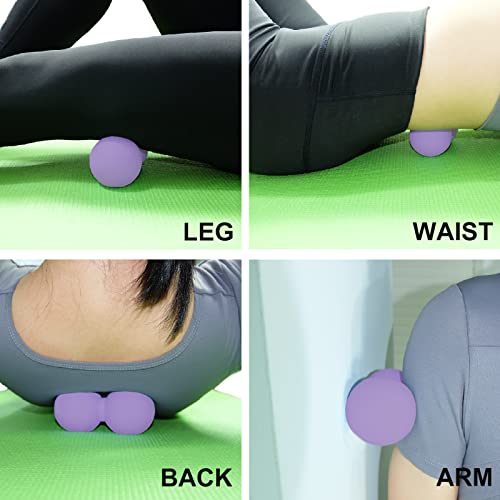 Hard Peanut Massage Ball, Double Lacrosse Massage Ball. Deep Tissue Massager Mobility Roller for Physical Therapy Myofascial Release Trigger Point Muscle Relax Pain Relief Acupressure (Purple) - color: Purple