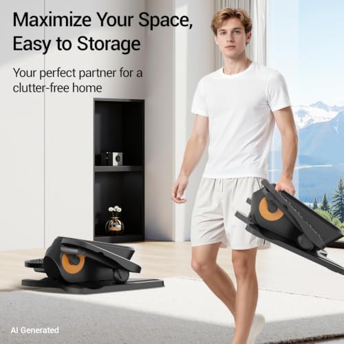 Under Desk Elliptical Machine Seated Pedal Exerciser | Quiet Leg Exerciser While Sitting, Mini Portable Leg Exercise Machine with Remote, Adjustable 12-Speeds, Manual & Auto Mode - color: Orange
