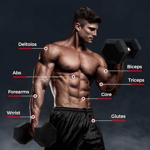 RitFit Rubber Coated Hex Dumbbell Set with Rack, 5-780LB for Home Gym Strength Training, Anti-Slip Knurled Handle, Hexagon Anti-Roll, Heavy-Duty Storage Rack - style: 2 X 5 LBS
