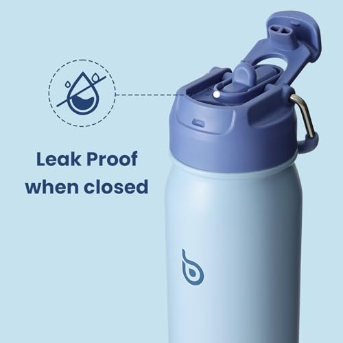 BOTTLE BOTTLE 24oz Insulated Water Bottle Stainless Steel Sport Water Bottle with Straw and Adjustable Lid Daily Pill Organizer - color: blue