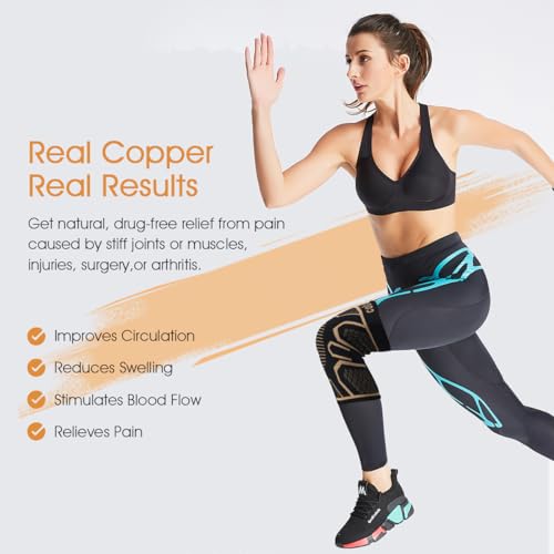 Copper Knee Braces for Knee Pain 2 pack, Knee Compression Sleeve Support for Men and Women, Medical Grade Knee Brace for Working Out Running Arthritis Sports Meniscus Tear Joint Pain Relief S - size: Small