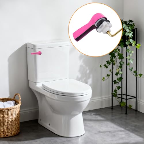 Hibbent Universal Metal Front Mount Toilet Handle Replacement Kit, Pink | Toilet Bowl Flush Handle with Solid Brass Toilet Flush Tank Lever, Stainless Steel Flapper Chains for Most Toilet Tanks - color: Pink, style: Upgraded Front Mount