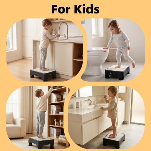 Adjustable Step Stool for Adults, Toddler Step Stools, 800 LBS Capacity Non-Slip Safety Step Platform for Elderly and Kids, Portable Stair Assist for Cars, Bedside, Kitchen, and Shower, White - color: White