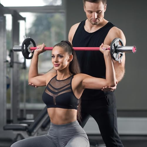 RITFIT Olympic Barbell 4ft/6ft - 2 Inch Weight Bar for Strength Training, Weightlifting, Squat, Deadlift, Bench Press, Curl, Overhead Press - 350lbs/500lbs Capacity - color: Pink, size: 4FT without Collar