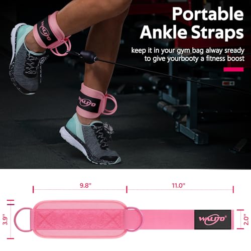WALITO Gym Ankle Straps for Cable Machines Women & Men - Glute Kickback Ankle Cuff, Adjustable Cable Machine Accessories for Leg Extensions, Hip Abductors & Lower Body Workouts - color: Pair - Pink