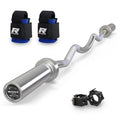 RitFit 2 Inch EZ Curl Bar with Weights, 350LBS Capacity Olympic Barbell for Bicep & Triceps, Home Gym Strength Training - style: Silver with Collar and wrist