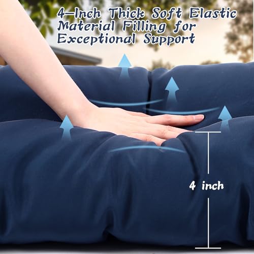 Tudomro Blue Waterproof Outdoor Bench Cushion 42x16x4 Inch Patio Furniture Cushion Mat for Outdoor/Indoor Extra Thick Lounge Bench Mat for Beach Lawn Garden - color: Blue