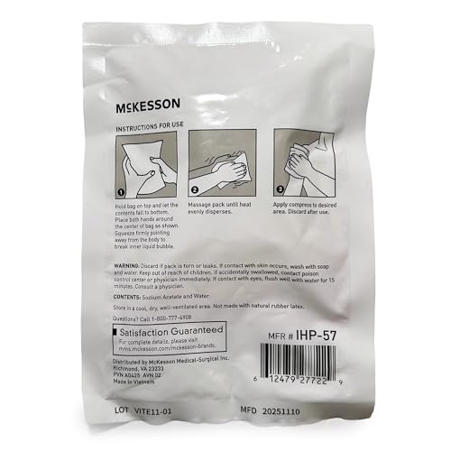 McKesson Instant Hot Packs, Instant Hot Compress, 5 x 7 in | Instant Hot Pack,Sodium Acetate / Water,Disposable,5 X 7 Inch - color: Red, size: 5x7