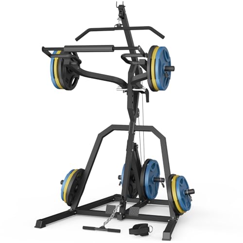 DONOW Leverage Gym Home Gym System Workout Station with LAT Pulldown | Upgraded Weight Plate Holder No Slide Off, Multi Function Squat Rack and Pulley System, US Team Service, 6 US Warehouses - color: Black