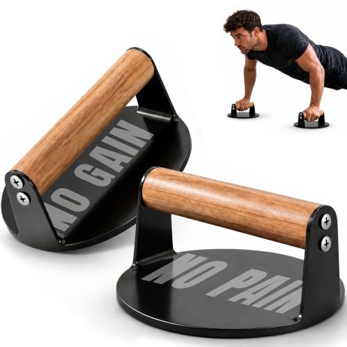 Heavy Duty Push Up Bars with Beech Wood Handles, Iron Push Up Stands for Floor, 220LBS Support Non-Slip Portable Pushup Handles, Home Gym Equipment for Chest Arm Full Body Strength Training Men - color: Black (circular pattern)