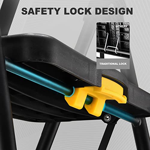 HBTower Step Ladder with Handrails, Folding Step Stool with Attachable Tool Bag & Anti-Slip Wide Pedal for Home Kitchen Pantry Office, Black - size: 5 Step