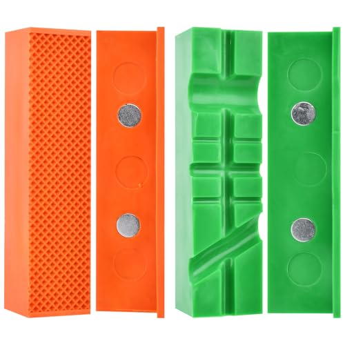 4.5" Soft Jaws for Bench Vise, Strongly Magnetic Vice Jaw Covers Protectors, Vise Jaw Pa-ds with Non-Slip Waffle Surface, Multi-Groove Design for Wood, Metal, Plastic(SIZE:2 Pair)