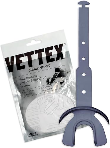 Vettex DoubleGuard Mouth Guard with Lip Protection, Silver | Football, Lacrosse, MMA, Boxing, Adjustable Helmet Strap, Braces Friendly, 2 Breathing Channels, NCAA & NFHS Certified - color: Silver