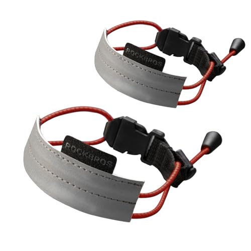 ROCKBROS Bicycle Ankle Leg Strap Safety Cycling Trousers Strap Bike Reflective Wrist Ankle Bind Bands Pant Leg Bands for Cycling Jogging Running Gear - color: Red*2