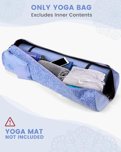 Gonex Yoga Mat Bag with Full-Zip Design, Fits Most Mats | 600D Oxford Fabric, Wet Pocket, Front Zip Pocket, Adjustable Strap, Fits Mats up to 26" - color: Blue Mist