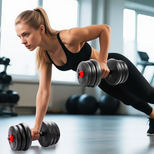 Adjustable Dumbbell Set, 5-44 lbs Free Weight Set with Connector, Convertible Dumbbell, Barbell, Push-up, Home Gym Fitness Weight for Men Women - color: FAN-44POUNDS