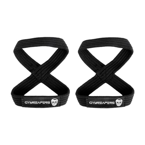Gymreapers Figure 8 Lifting Straps For Deadlift, Powerlifting, Strongman, & Cross Training Strong Weightlifting Wrist Straps For Men, Women - color: Black, size: Small
