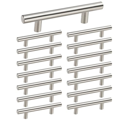 homdiy Cabinet Handles Brushed Nickel Cabinet Pulls - HD201SN Modern Drawer Handles Stainless Steel Cabinet Hardware 4-1/2in Hole Centers Kitchen Cabinet Handles Cupboard Handles - color: Brushed Nickel, size: 4-1/2in hole centers