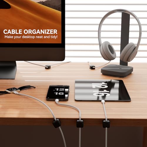 Rotatable Cord Organizer, Strong Adhesive Spring Cable Clips (8*Black) | Enhanced Cable Organizer Cord Clips, Desk Cord Holder for Nightstand, Office Accessories and Car - color: 8*Black