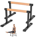 Wooden Parallel Bars 20" Length 12" Height,Dip Bar with Thick Beech Handles, Push-up stands for Handstand, L-Sit, Gymnastics, Strength Training Home Gym,Anti-slip Mats, Easy to Install,700lbs - color: Black