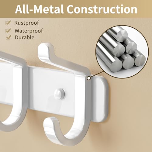 pickpiff Coat Rack Wall Mounted Heavy-Duty: Metal Coat Hanger 6 Hooks for Hanging Hat, Clothes, Robe, Keys, Backpack, Bathroom Towels, Jacket, Purse - Closet, Door, Entryway, Mudroom (White, 1 Pack) - color: White, size: 1 Pack