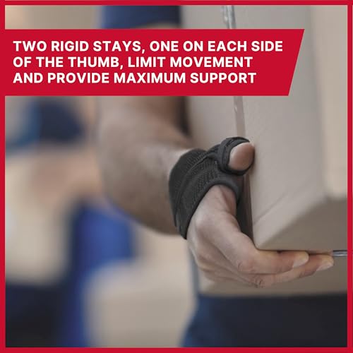 MUELLER Sports Medicine Adjust-to-Fit Thumb Brace, Spica Splint, Thumb Pain Relief Stabilizer for Men and Women, Ideal for De Quervain's Tenosynovitis, Arthritis, Sprains, Fits Right or Left, Black, One Size - size: 1 Count (Pack of 12)