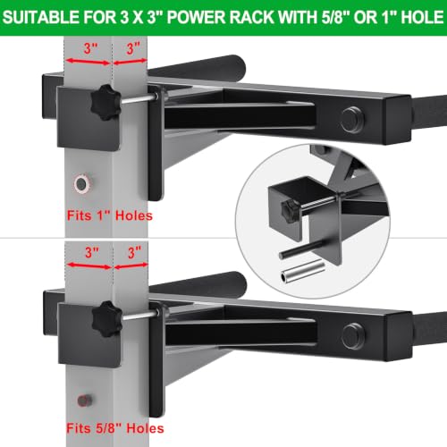 Dip Attachment for Power Cage with 5/8" or 1" Hole, Y-Shaped Dip Bar | Squat Rack Accessories with Non-Slip Foam Grips, Full Welded Steel, Power Rack Attachment for Home Gym Strength Training - color: D: Dip Bar Attachment(3x3 Rack, 5/8 & 1" hole)